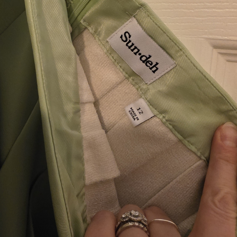Sunday Best Micro Pleated Vegan Leather Skirt In Sagebrush (Mint)Green 12 - Picture 10 of 12